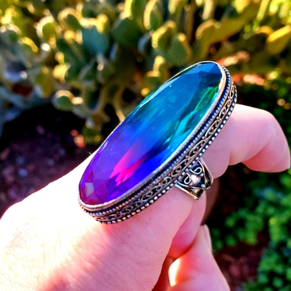 New Amazing Bi-Color Tourmaline 925 Silver Statement Ring. - Picture 6 of 16